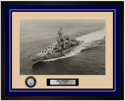 USS MASSEY DD-778 Framed Navy Ship Photo Blue