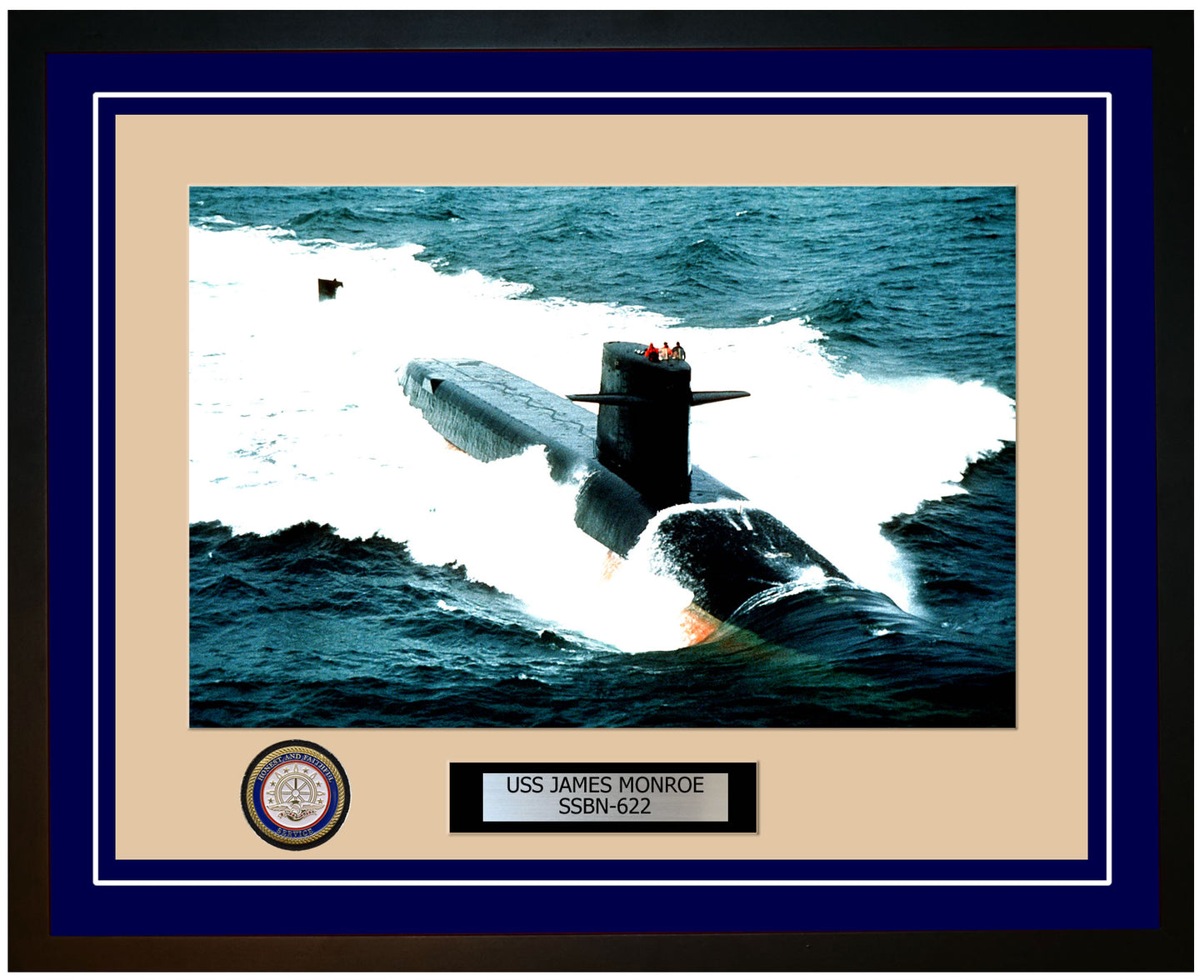 USS James Monroe SSBN-622 Framed Navy Ship Photo Blue