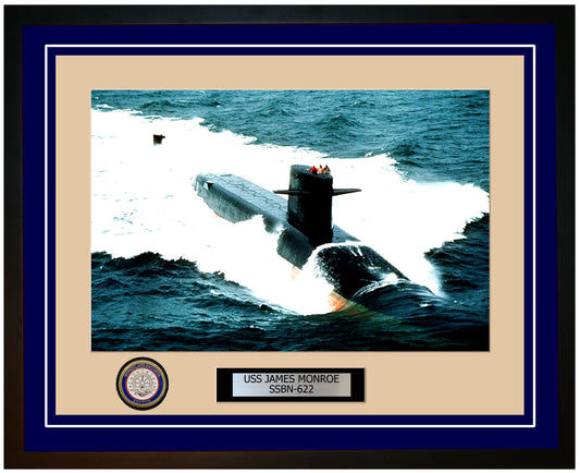 USS James Monroe SSBN-622 Framed Navy Ship Photo Blue