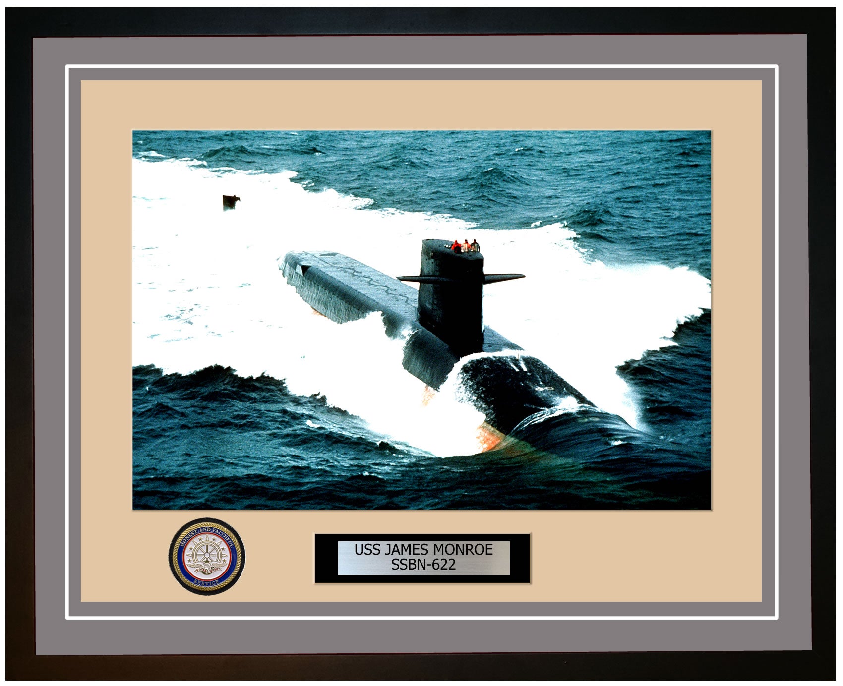 USS James Monroe SSBN-622 Framed Navy Ship Photo Grey