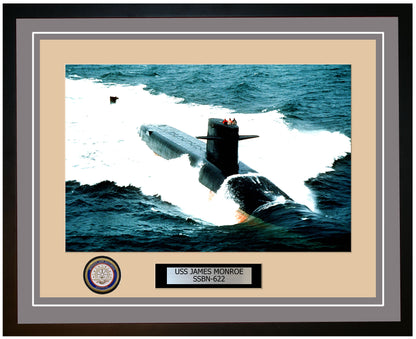 USS James Monroe SSBN-622 Framed Navy Ship Photo Grey