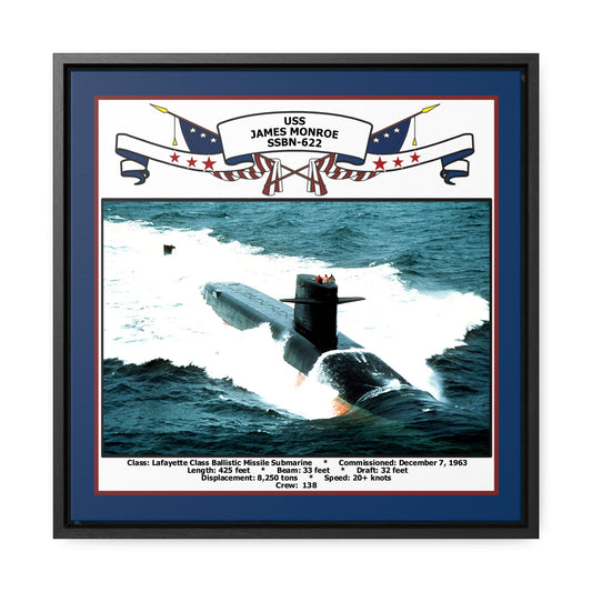USS James Monroe SSBN-622 Navy Floating Frame Photo Front View