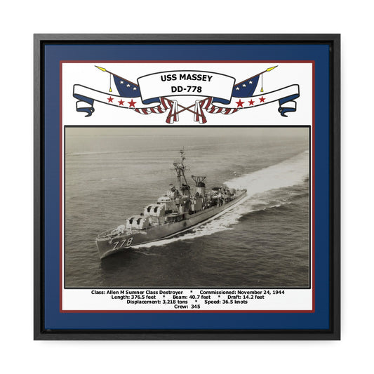 USS Massey DD-778 Navy Floating Frame Photo Front View