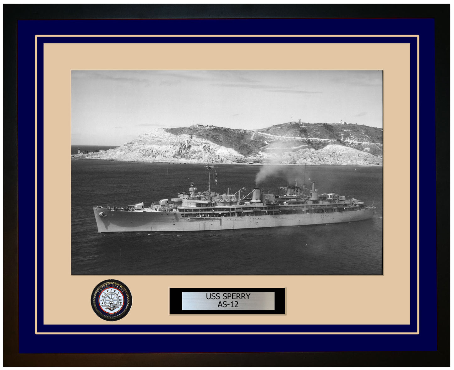 USS SPERRY AS-12 Framed Navy Ship Photo Blue