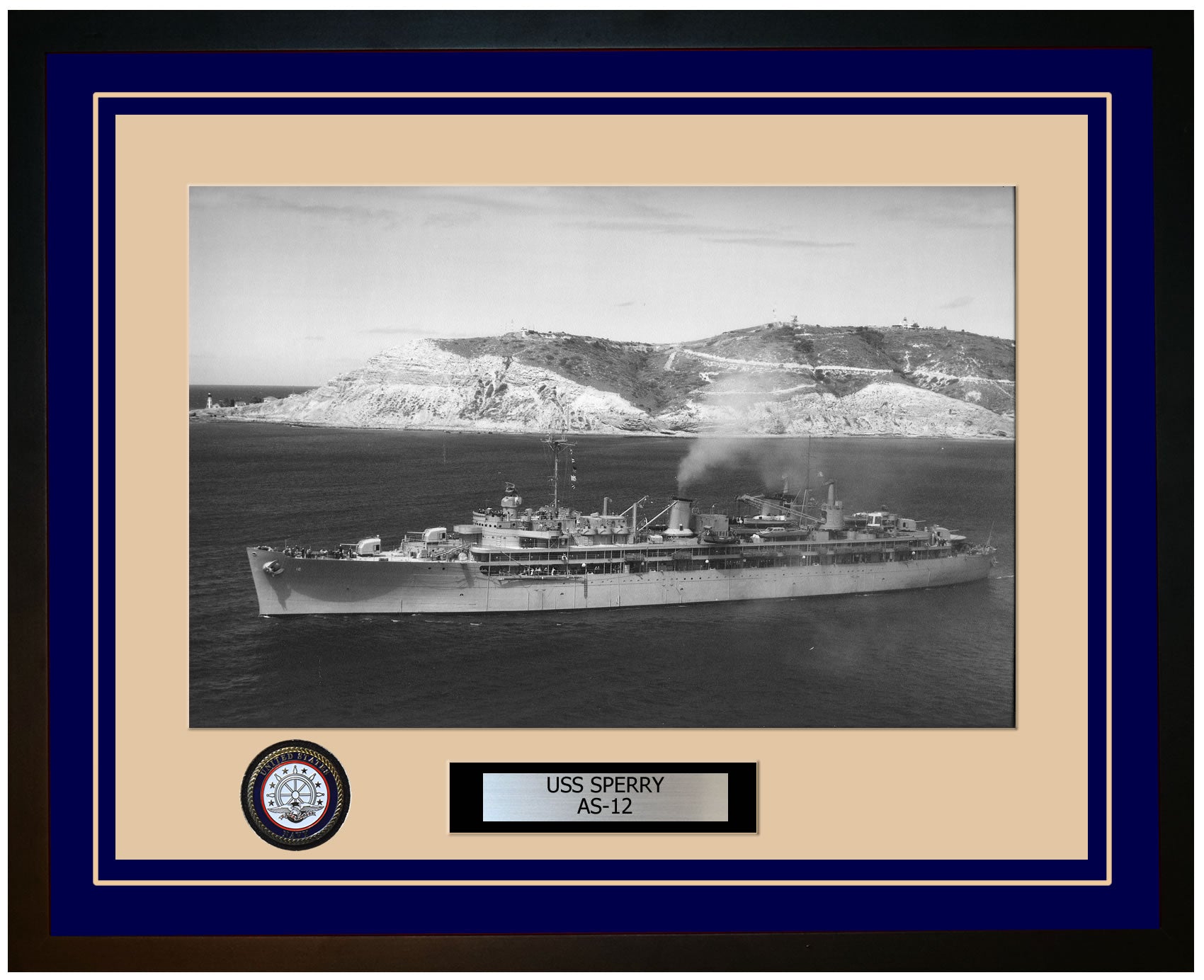 USS SPERRY AS-12 Framed Navy Ship Photo Blue
