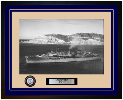 USS SPERRY AS-12 Framed Navy Ship Photo Blue