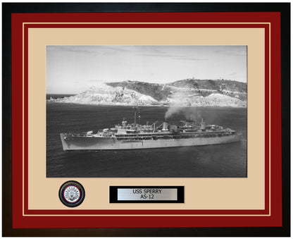 USS SPERRY AS-12 Framed Navy Ship Photo Burgundy
