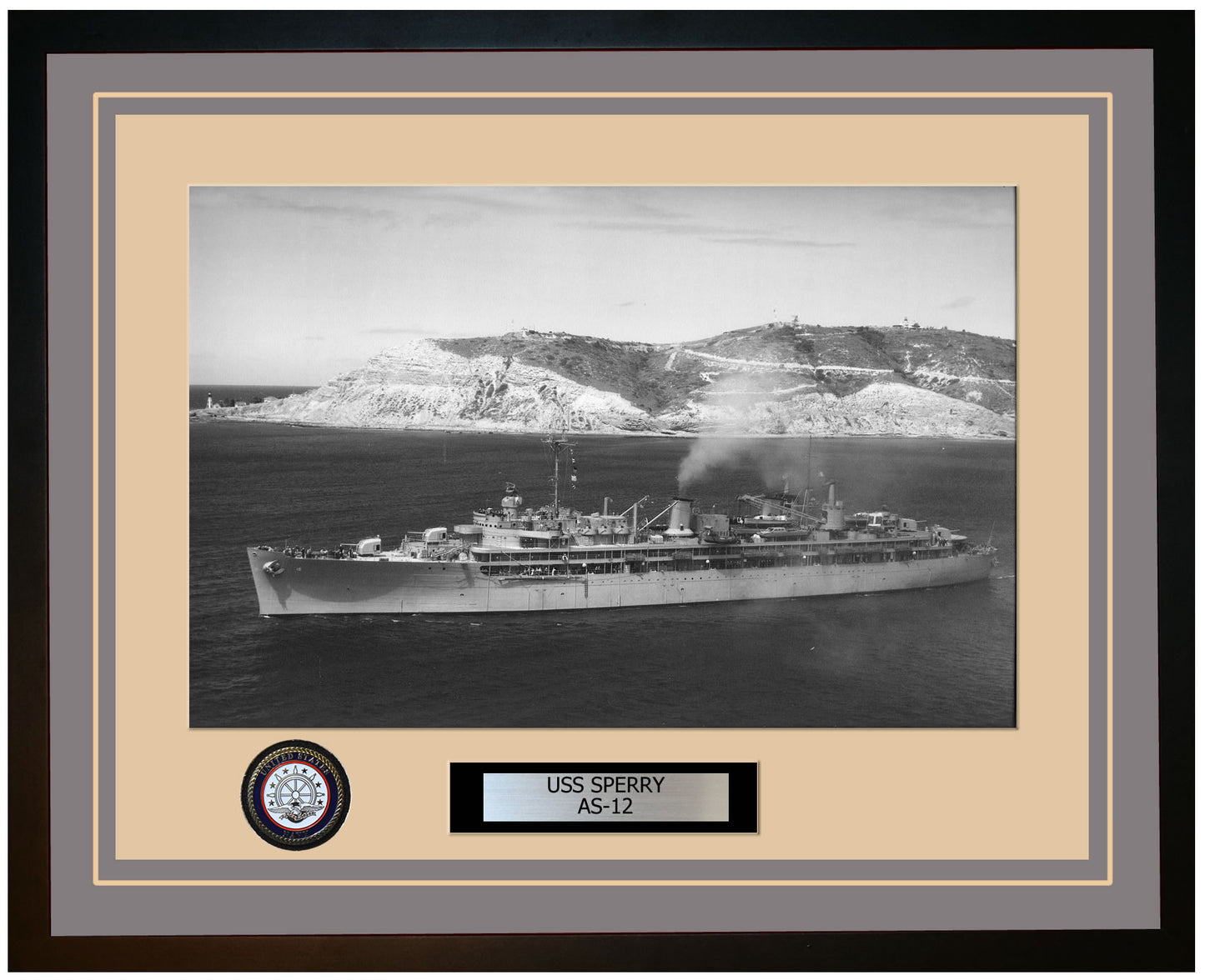USS SPERRY AS-12 Framed Navy Ship Photo Grey