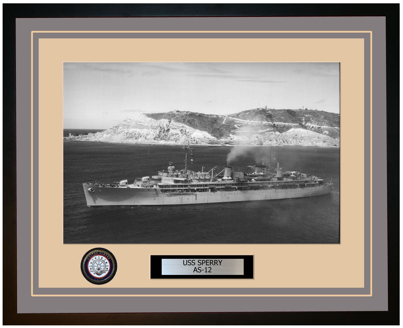 USS SPERRY AS-12 Framed Navy Ship Photo Grey