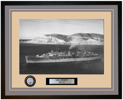 USS SPERRY AS-12 Framed Navy Ship Photo Grey