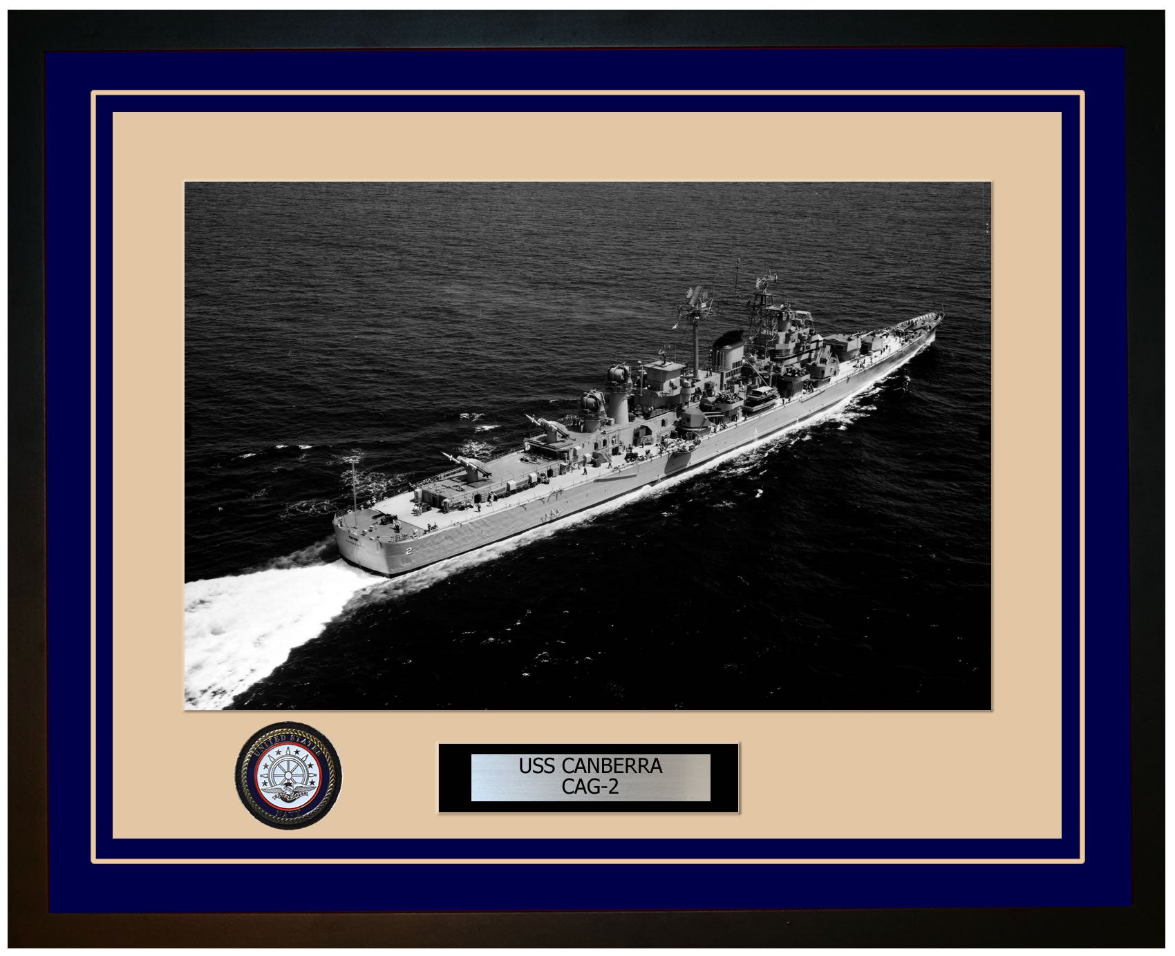 USS CANBERRA CAG-2 Framed Navy Ship Photo Blue