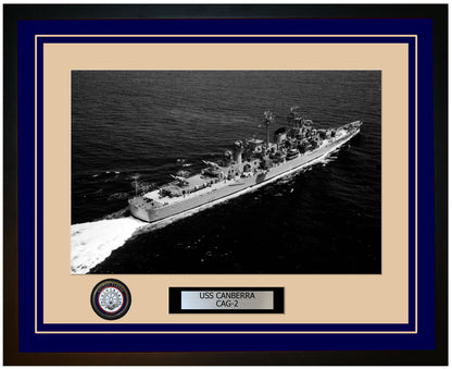 USS CANBERRA CAG-2 Framed Navy Ship Photo Blue