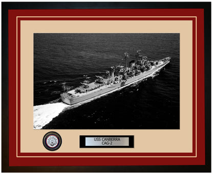 USS CANBERRA CAG-2 Framed Navy Ship Photo Burgundy
