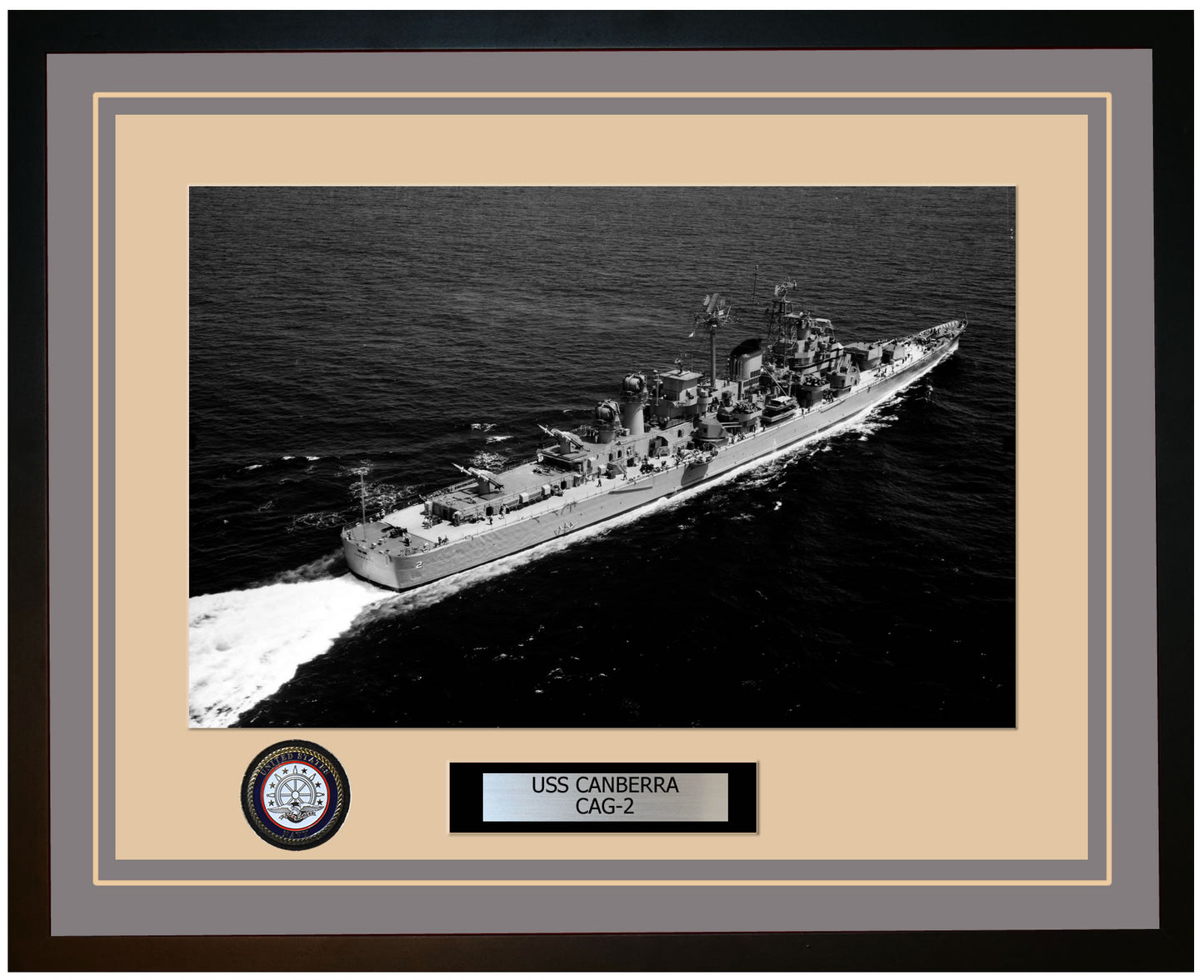 USS CANBERRA CAG-2 Framed Navy Ship Photo Grey