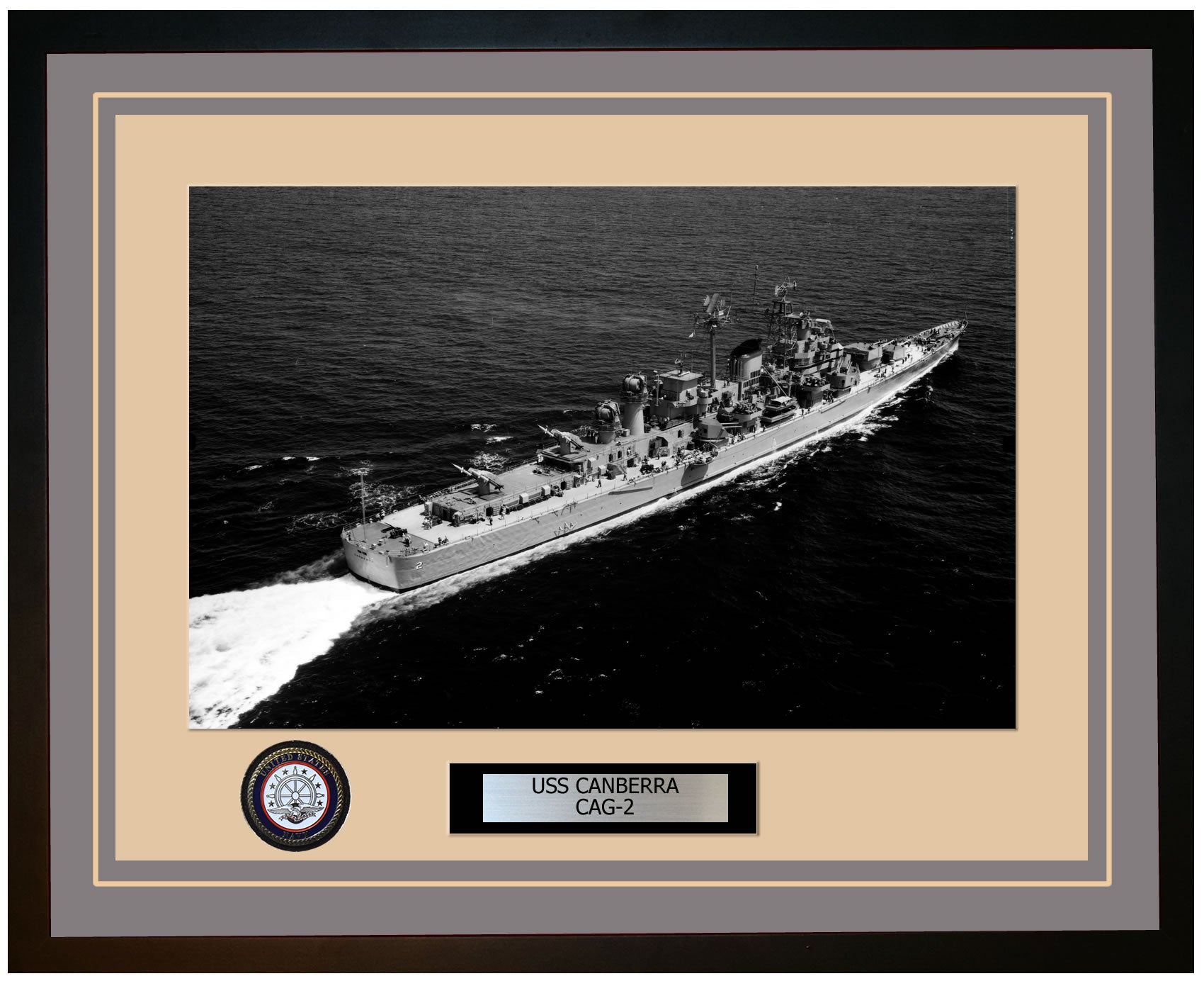 USS CANBERRA CAG-2 Framed Navy Ship Photo Grey