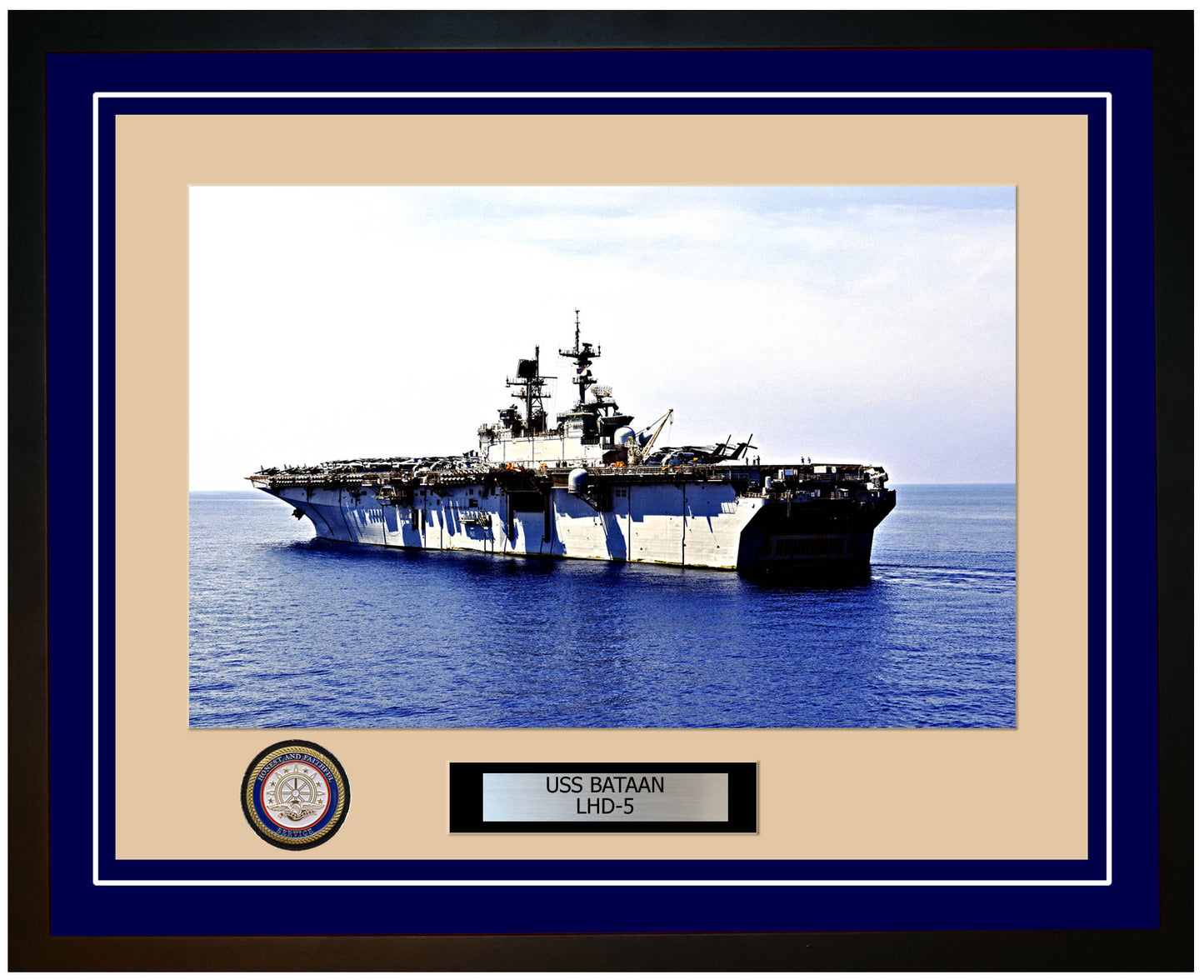 USS Bataan LHD-5 Framed Navy Ship Photo Blue