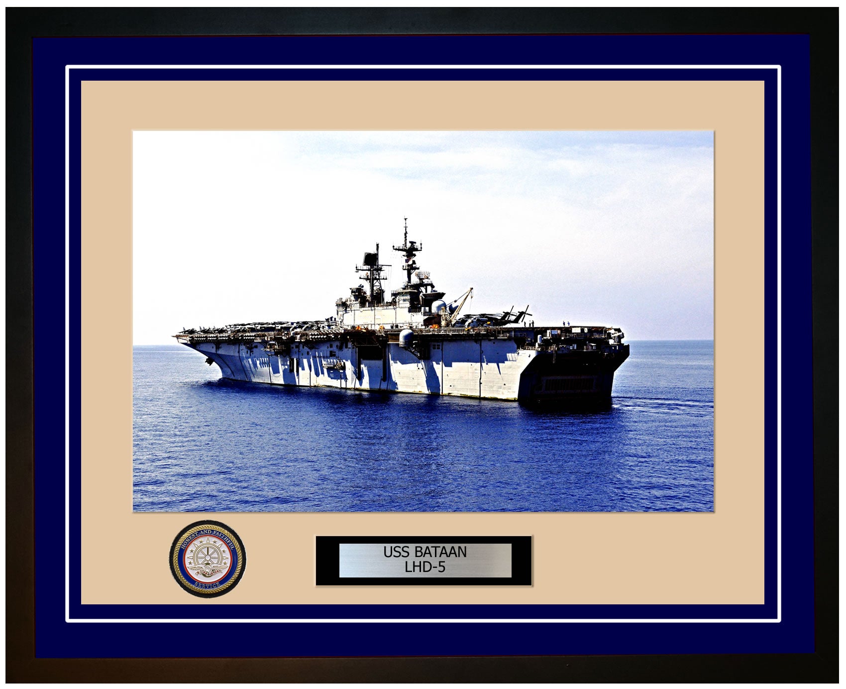 USS Bataan LHD-5 Framed Navy Ship Photo Blue