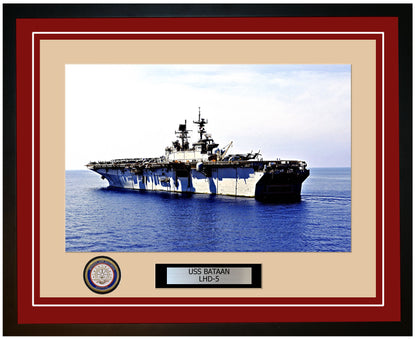 USS Bataan LHD-5 Framed Navy Ship Photo Burgundy