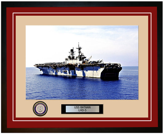 USS Bataan LHD-5 Framed Navy Ship Photo Burgundy