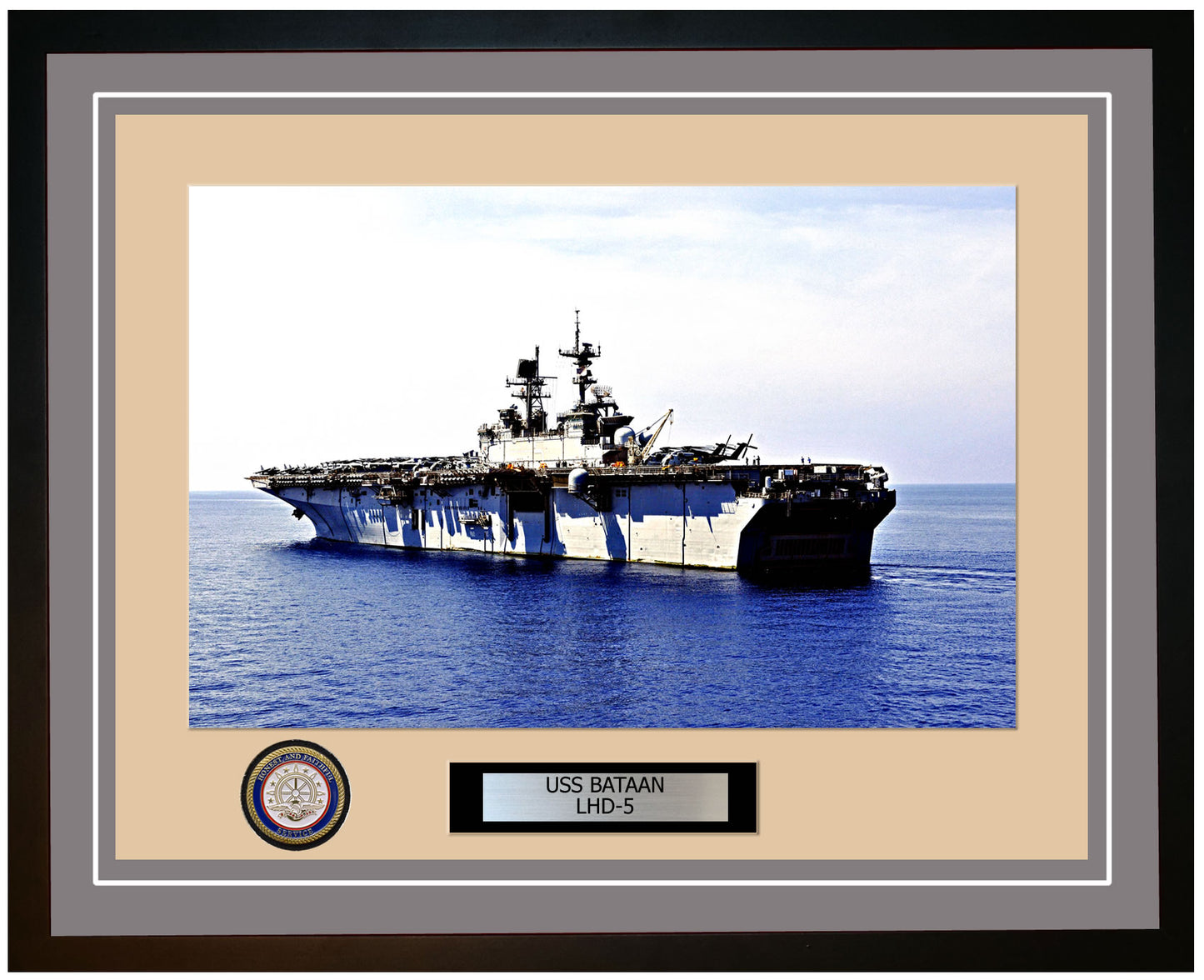 USS Bataan LHD-5 Framed Navy Ship Photo Grey