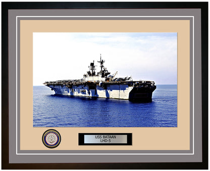 USS Bataan LHD-5 Framed Navy Ship Photo Grey