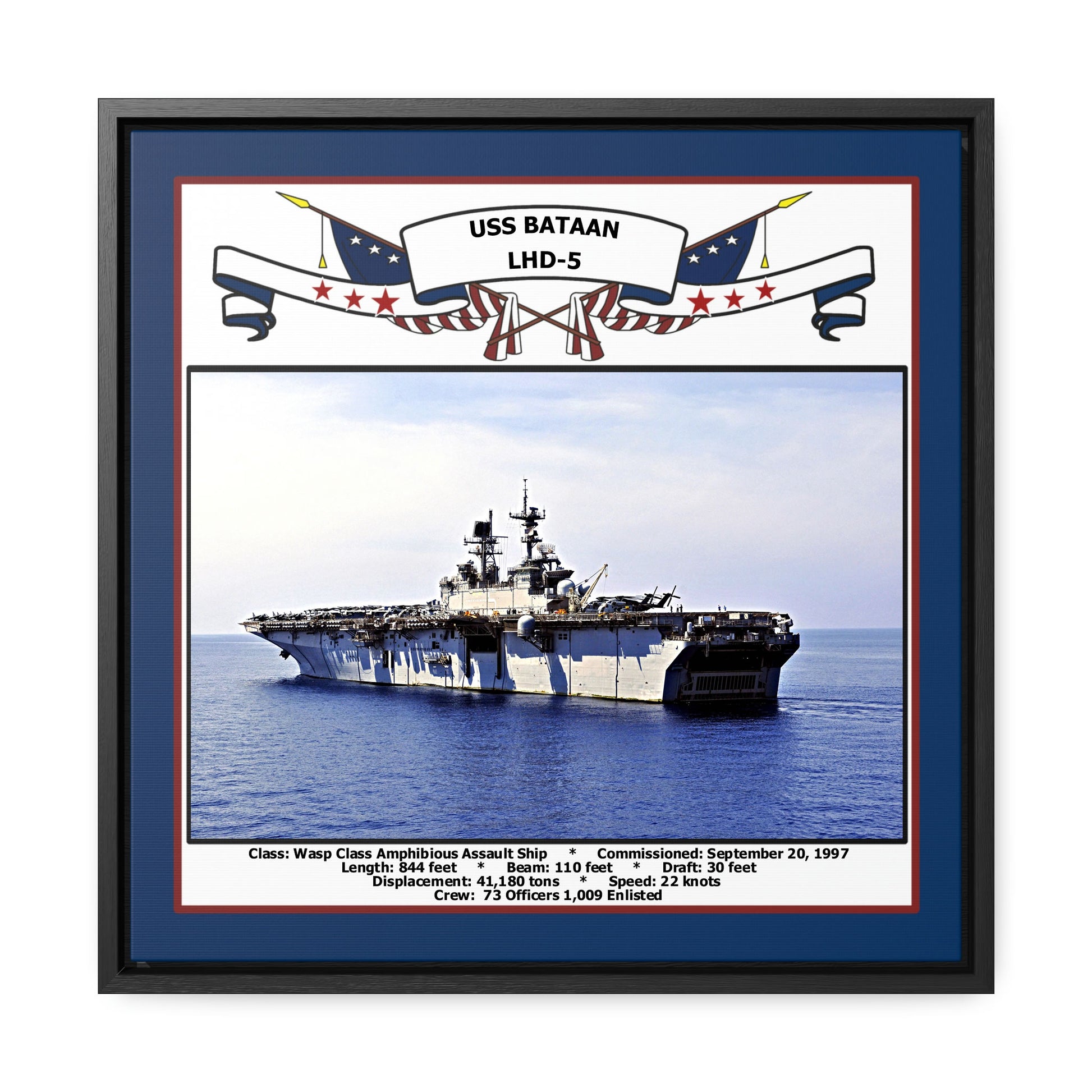 USS Bataan LHD-5 Navy Floating Frame Photo Front View
