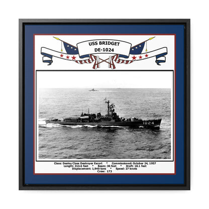 USS Bridget DE-1024 Navy Floating Frame Photo Front View