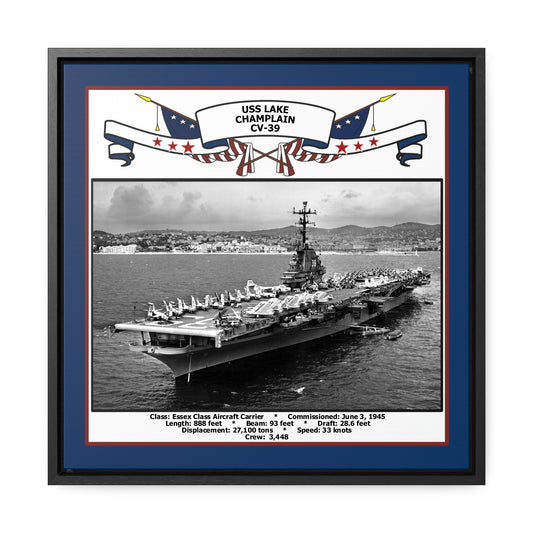 USS Lake Champlain CV-39 Navy Floating Frame Photo Front View