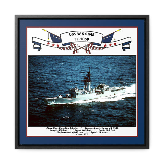 USS W S Sims FF-1059 Navy Floating Frame Photo Front View