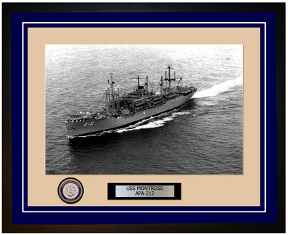 USS Montrose APA-212 Framed Navy Ship Photo Blue