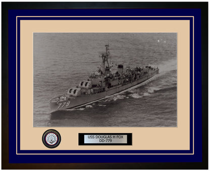 USS DOUGLAS H FOX DD-779 Framed Navy Ship Photo Blue