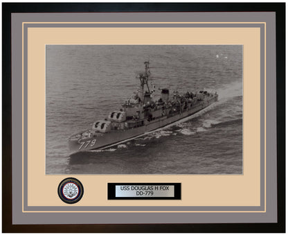 USS DOUGLAS H FOX DD-779 Framed Navy Ship Photo Grey