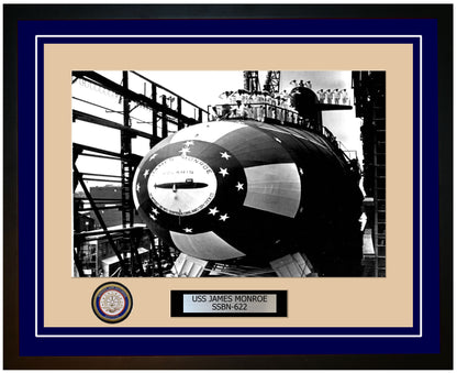 USS James Monroe SSBN-622 Framed Navy Ship Photo Blue