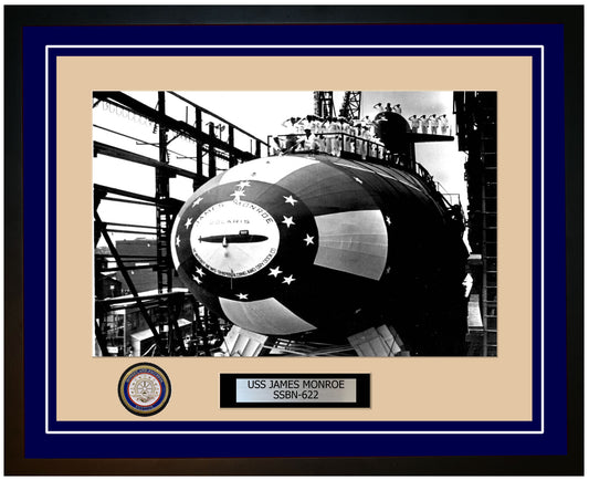 USS James Monroe SSBN-622 Framed Navy Ship Photo Blue
