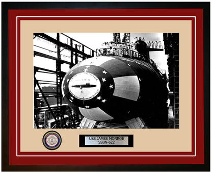 USS James Monroe SSBN-622 Framed Navy Ship Photo Burgundy
