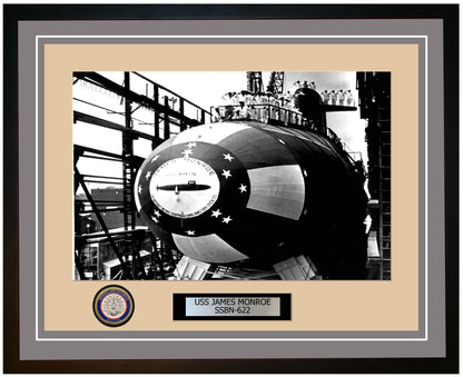 USS James Monroe SSBN-622 Framed Navy Ship Photo Grey