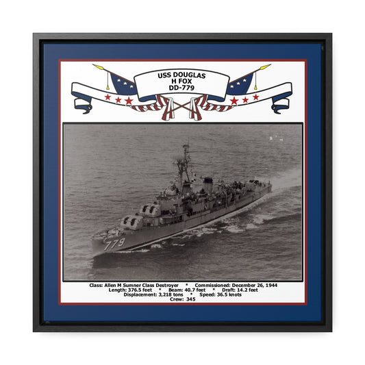 USS Douglas H Fox DD-779 Navy Floating Frame Photo Front View