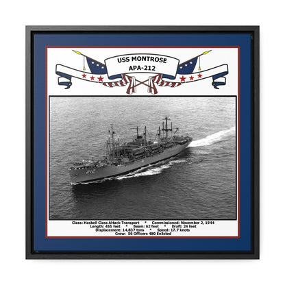 USS Montrose APA-212 Navy Floating Frame Photo Front View