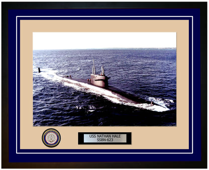 USS Nathan Hale SSBN-623 Framed Navy Ship Photo Blue