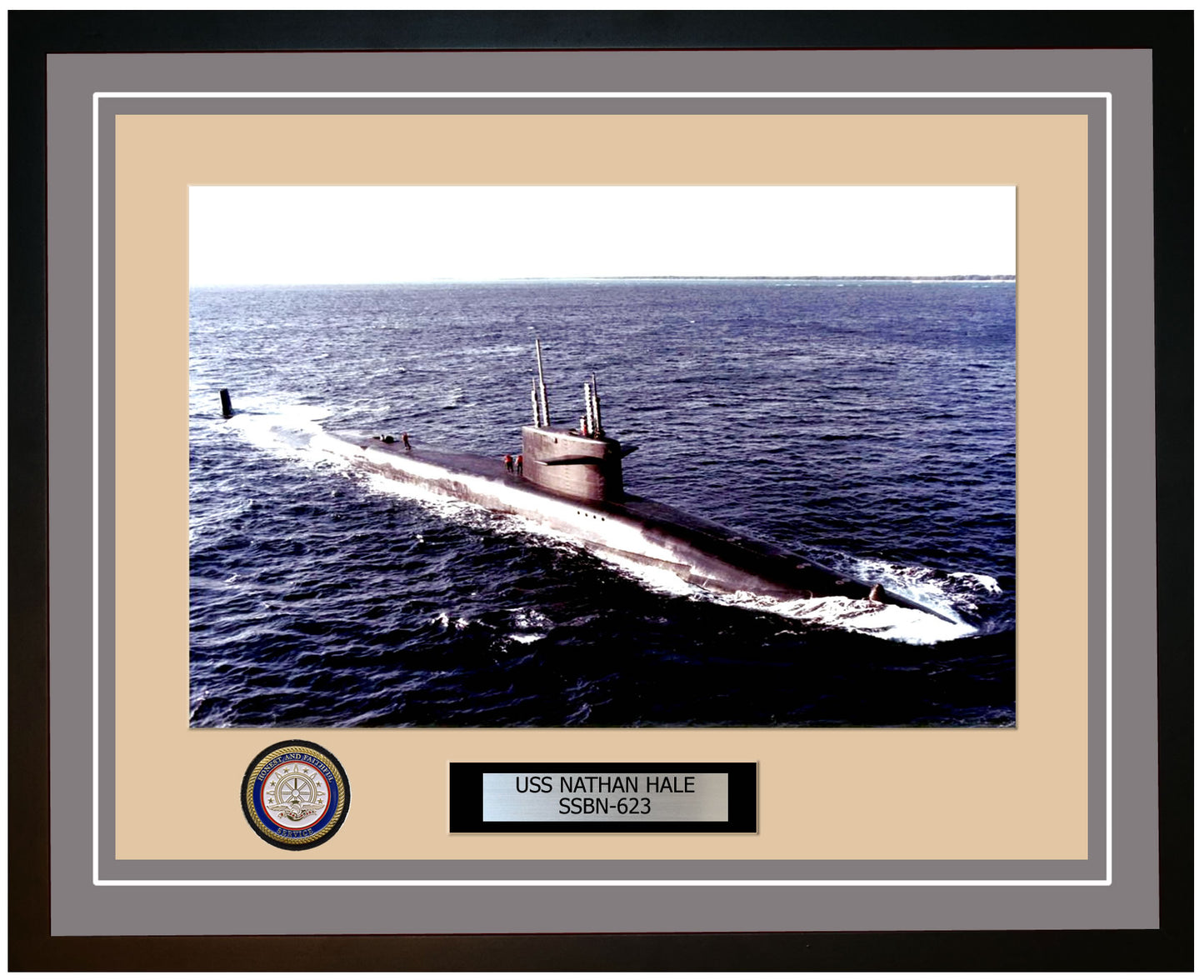 USS Nathan Hale SSBN-623 Framed Navy Ship Photo Grey