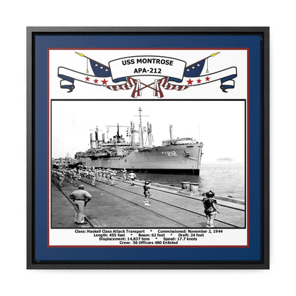 USS Montrose APA-212 Navy Floating Frame Photo Front View