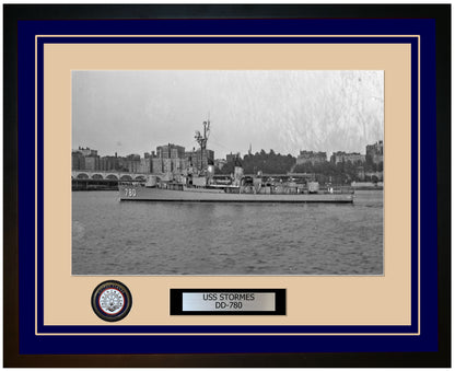 USS STORMES DD-780 Framed Navy Ship Photo Blue