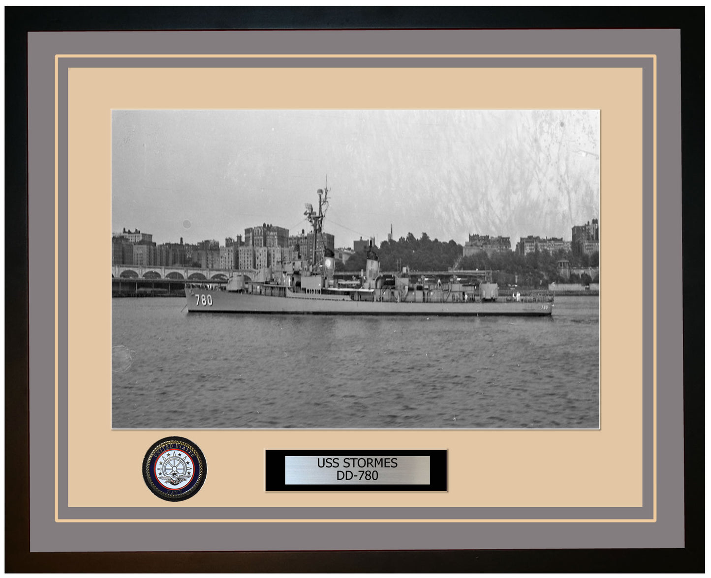 USS STORMES DD-780 Framed Navy Ship Photo Grey