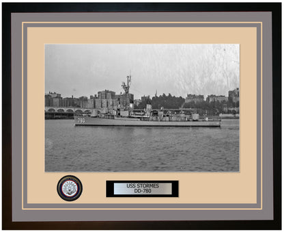 USS STORMES DD-780 Framed Navy Ship Photo Grey