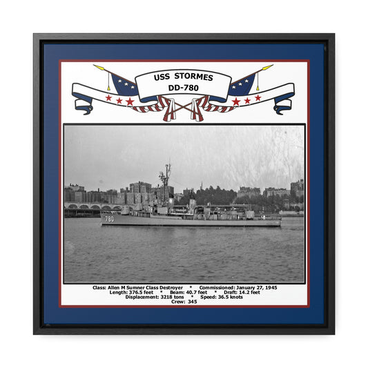 USS Stormes DD-780 Navy Floating Frame Photo Front View