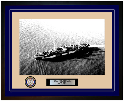 USS Mountrail APA-213 Framed Navy Ship Photo Blue