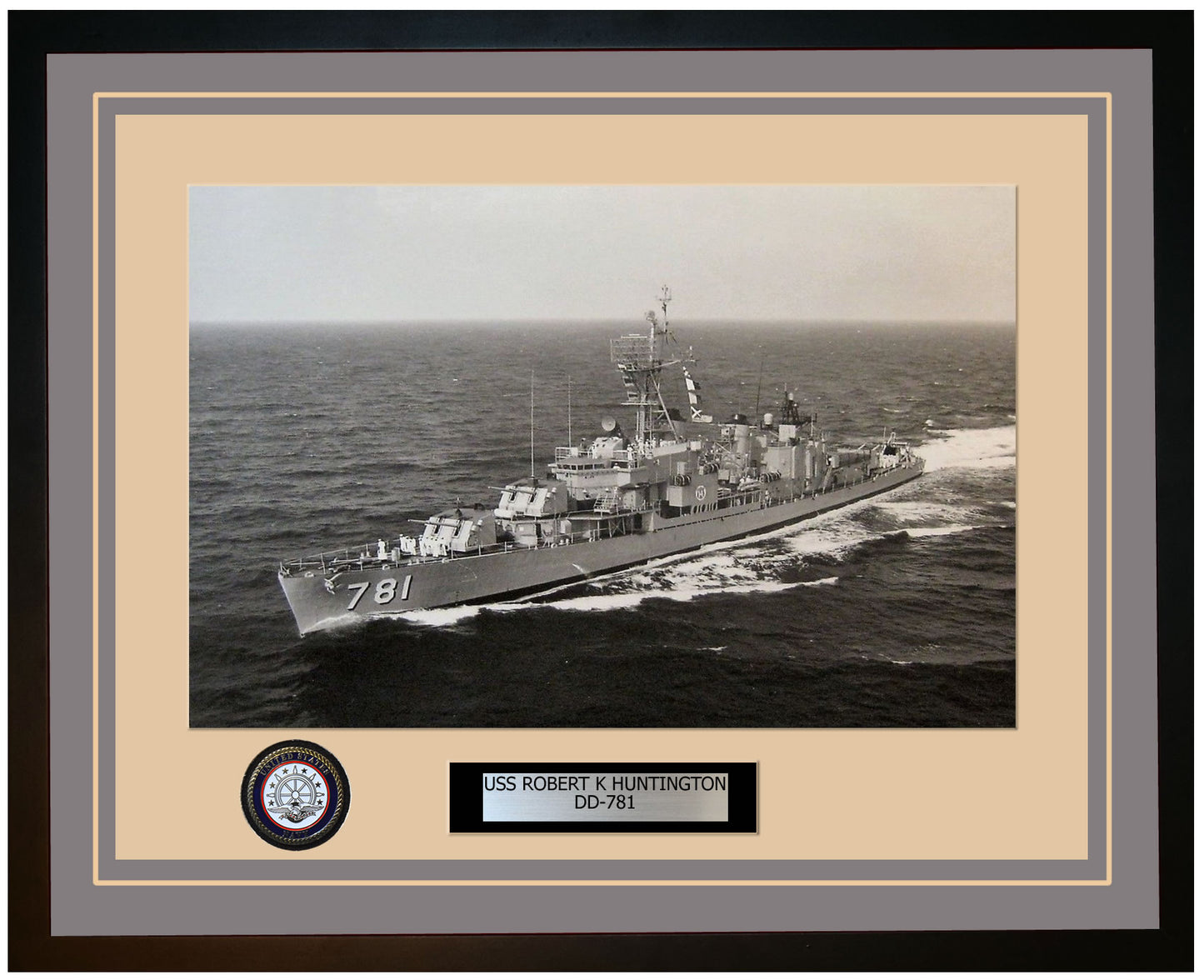 USS ROBERT K HUNTINGTON DD-781 Framed Navy Ship Photo Grey