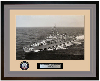USS ROBERT K HUNTINGTON DD-781 Framed Navy Ship Photo Grey