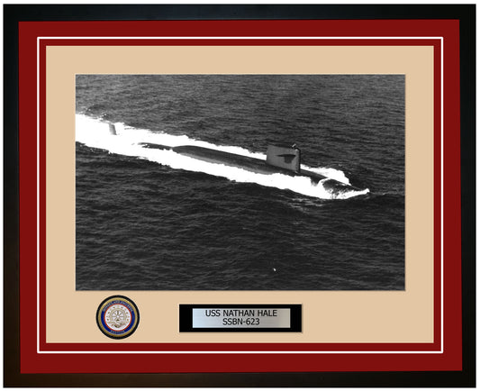 USS Nathan Hale SSBN-623 Framed Navy Ship Photo Burgundy