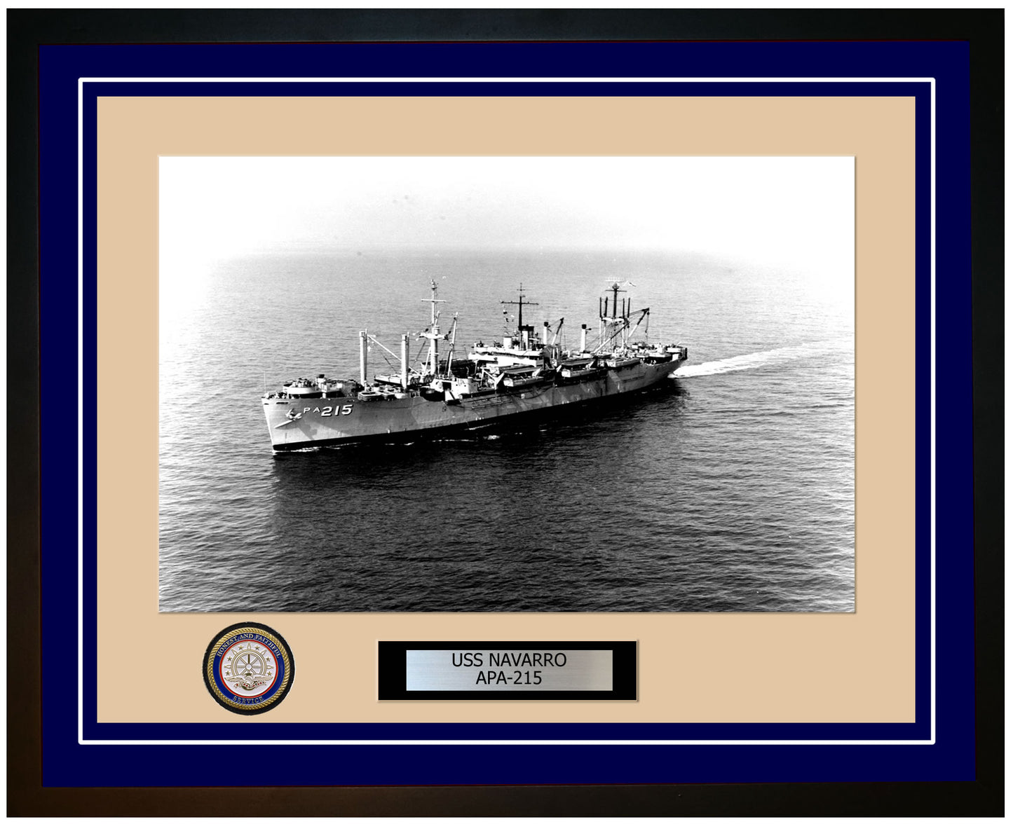 USS Navarro APA-215 Framed Navy Ship Photo Blue
